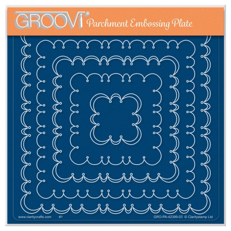 (GRO-PA-42399-03)Groovi Plate A5 Linda's Square Frilly Lace Framers