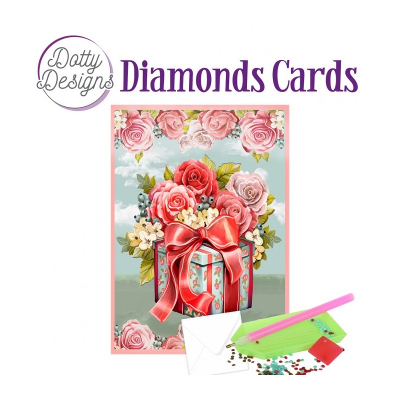 (DDDC1177)Doty Designs Diamond Cards - Roses and Gift