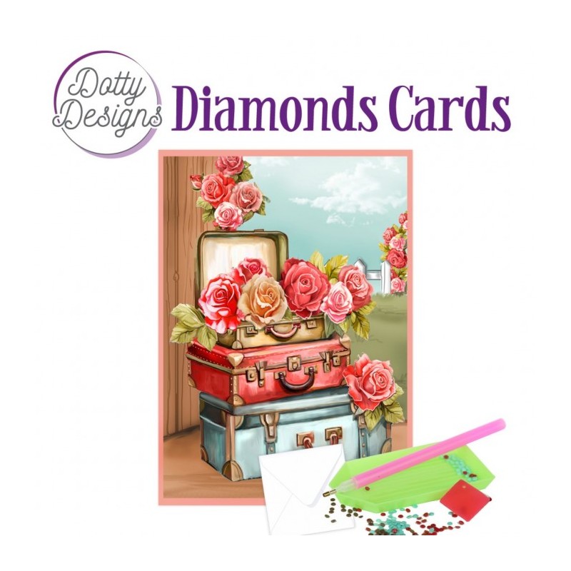 (DDDC1178)Doty Designs Diamond Cards - Roses and Suitcases