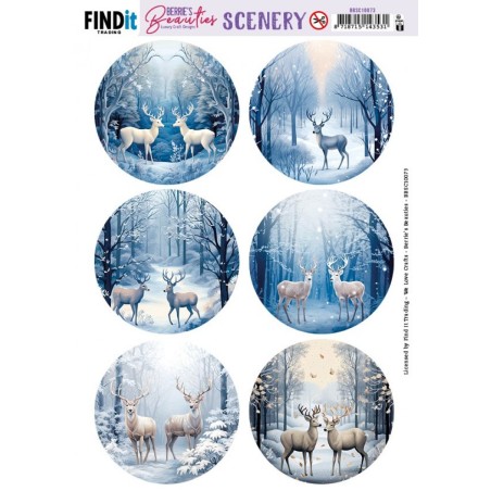 (BBSC10073)Scenery Push out - Berries Beauties - Deer - Round