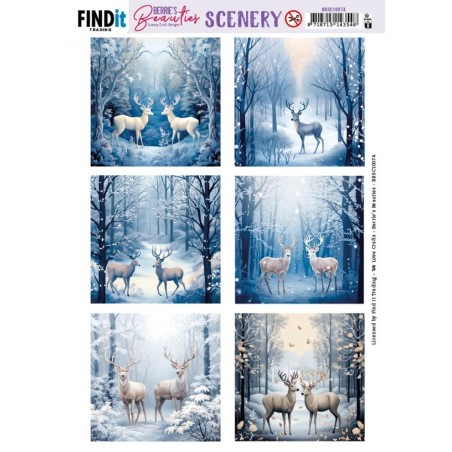 (BBSC10074)Scenery Push out - Berries Beauties - Deer - Square