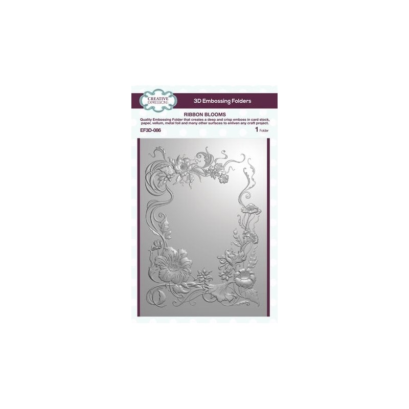 (EF3D-086)Creative Expressions Sue Wilson Ribbon Blooms 3D Embossing Folder