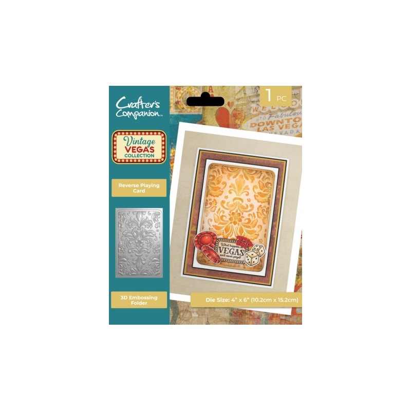 (VV-3D-EF4-RPC)Crafter's Companion Vintage Vegas 3D Embossing Folder Reverse Playing Card