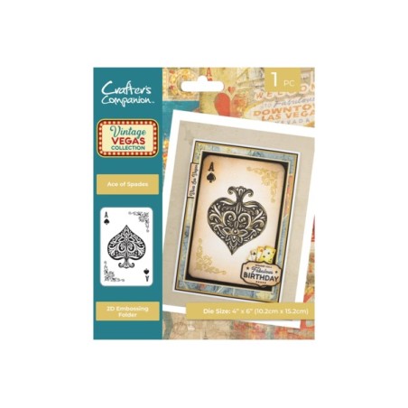 (VV-2D-EF4-AOS)Crafter's Companion Vintage Vegas 2D Embossing Folder Ace of Spades