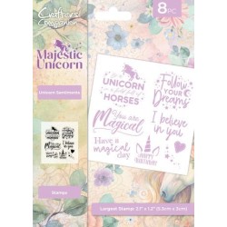 (MU-CA-ST-UNSE)Crafter's Companion Majestic Unicorn Clear Stamps Unicorn Sentiments