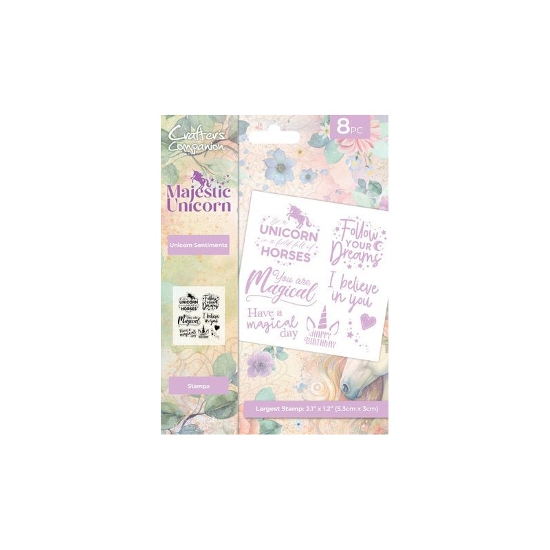 (MU-CA-ST-UNSE)Crafter's Companion Majestic Unicorn Clear Stamps Unicorn Sentiments