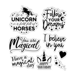 (MU-CA-ST-UNSE)Crafter's Companion Majestic Unicorn Clear Stamps Unicorn Sentiments