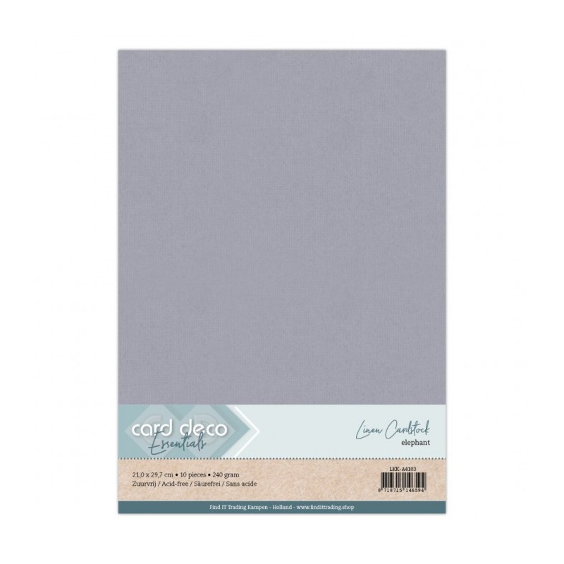 (LKK-A4103)Linen Cardstock - A4 - Elephant Grey