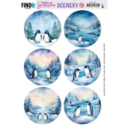 (BBSC10075)Scenery Push out - Berries Beauties - Penguin - Round