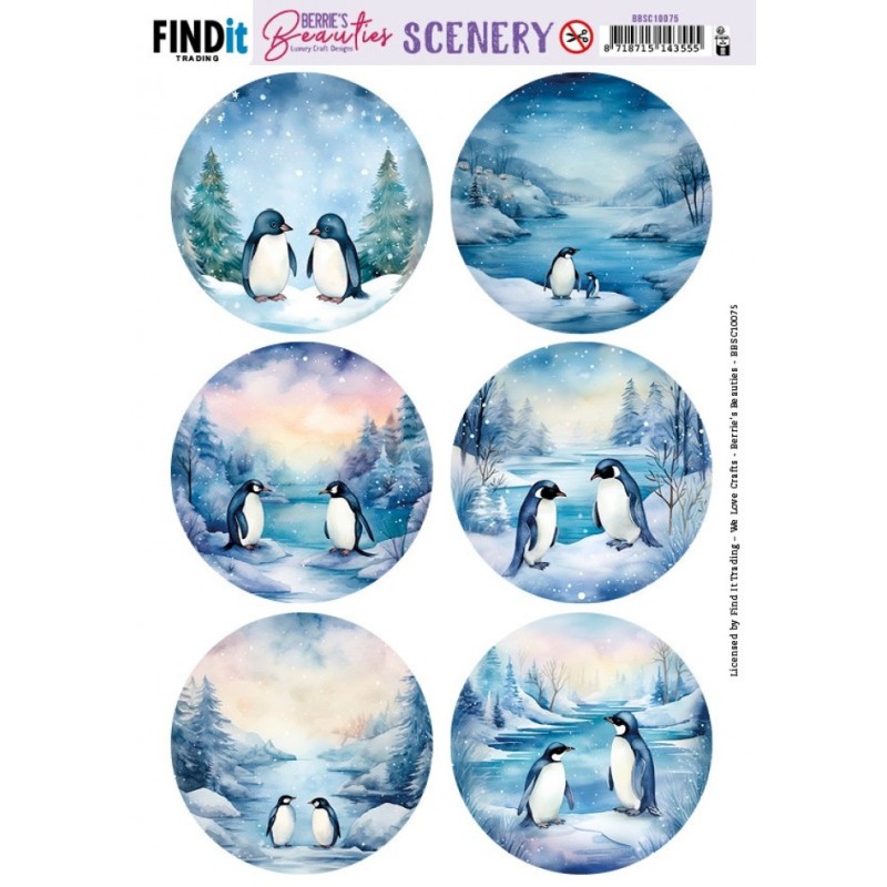 (BBSC10075)Scenery Push out - Berries Beauties - Penguin - Round