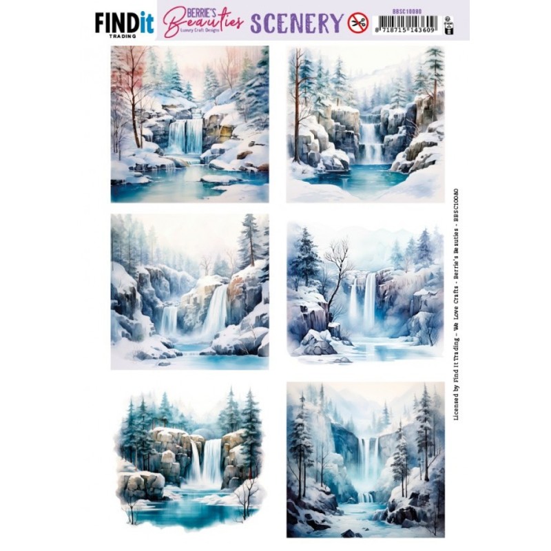 (BBSC10080)Scenery Push out - Berries Beauties - Waterfall - Square