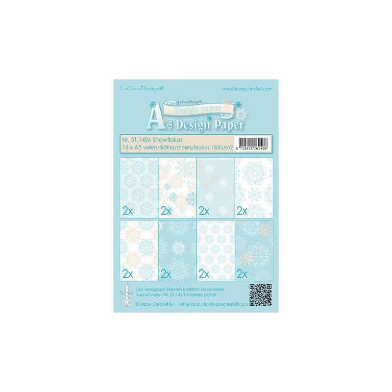 (51.1406)Paperset A5 16 vel Snowflakes blue