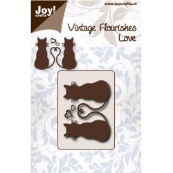 (6003/0049)stencil Vintage Flourishes Love kittens