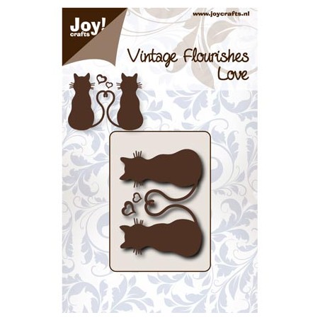 (6003/0049)Pochoir Vintage Flourishes Love kittens