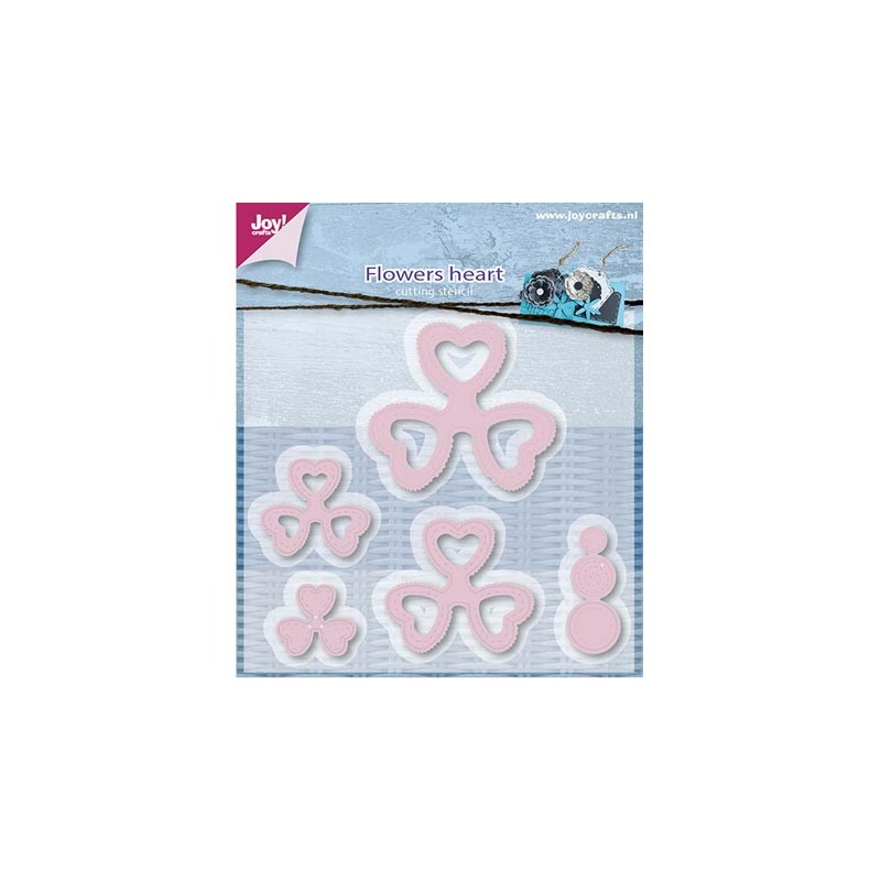 (6002/0597)Cutting & Embossing stencil Mery's flowers heart (5 p