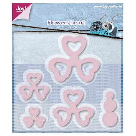 (6002/0597)Cutting & Embossing stencil Mery's flowers heart (5 p