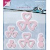 (6002/0597)Cutting & Embossing stencil Mery's flowers heart (5 p