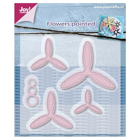 (6002/0596)Cutting & Embossing stencil Mery's flowers pointed (5