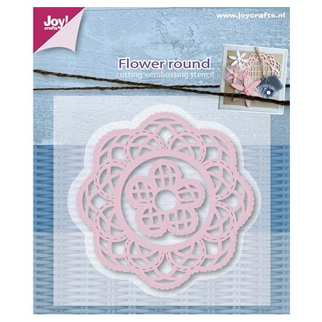 (6002/0595)Cutting & Embossing stencil Mery's flower round