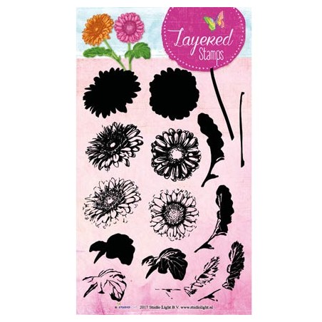 (STAMPLS15)Clear Stamps Layered Flower Stamps nr.15