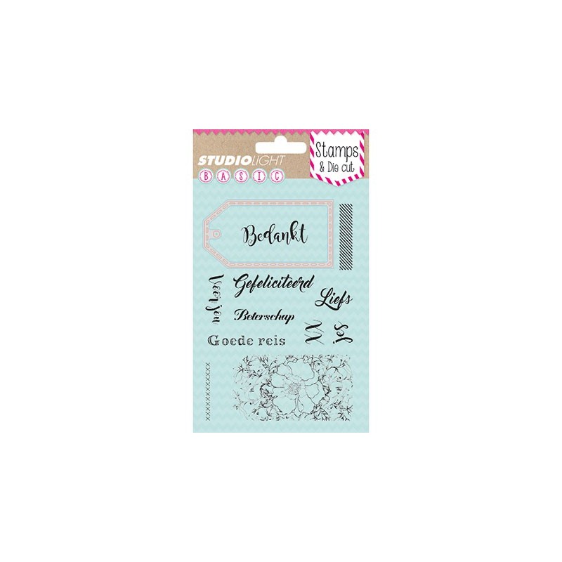 (BASICSDC04)StudioLight Stamps Basics + Die Cut Gefeliciteerd, Beterschap