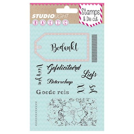 (BASICSDC04)StudioLight Stamps Basics + Die Cut Gefeliciteerd, Beterschap