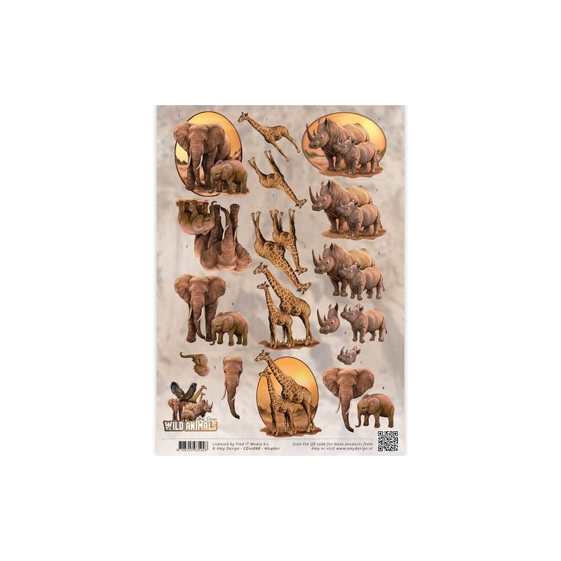 (CD10868)3D Knipvel - Amy Design - Wild Animals - Big Five 2