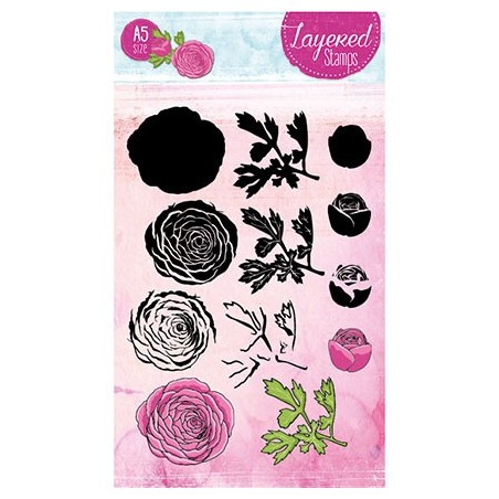 (STAMPLS22)Clear Stamps Layered Flower Stamps nr.22