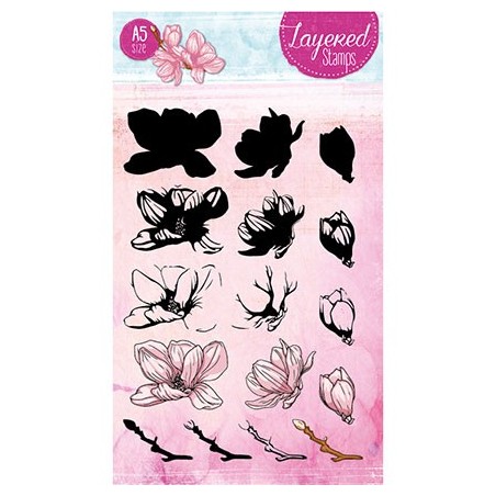 (STAMPLS23)Clear Stamps Layered Flower Stamps nr.23