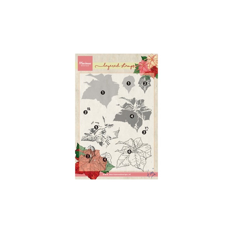 (TC0859)Clear stamp Tiny's poinsettia (layering)