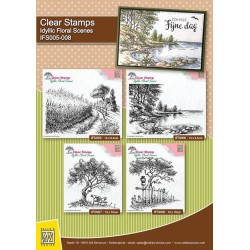 (IFS005)Nellie's Choice Clear Stamp idyllic floral scene Cornfield and country road