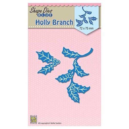 (SDB058)Nellie's Shape Dies Blue Holly branch