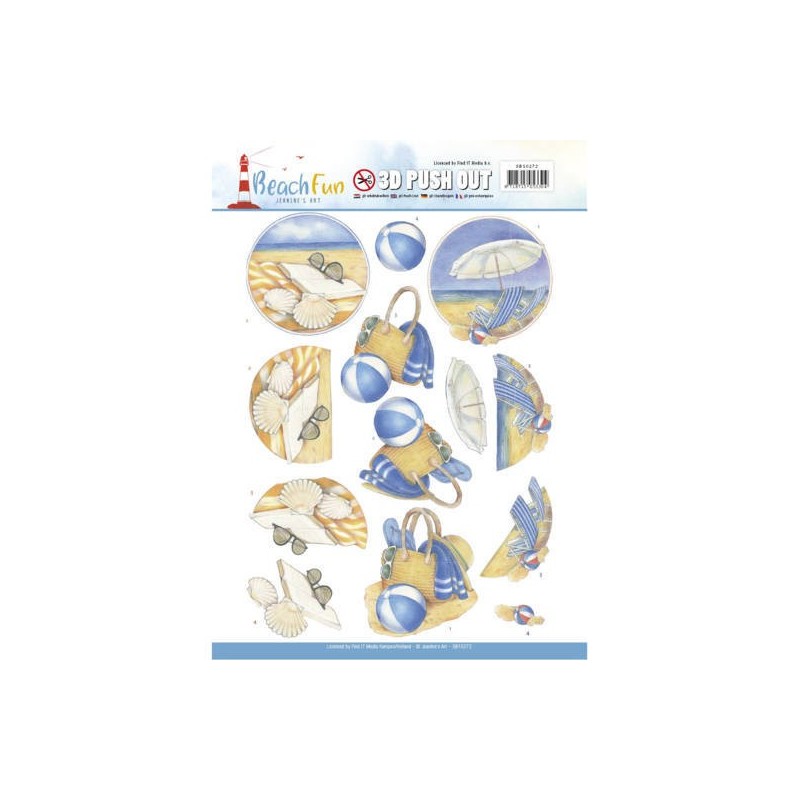 (SB10272)3D Push Out - Jeanine's Art - Beach Fun - Relax