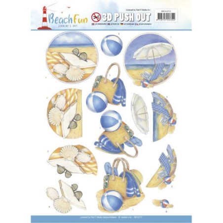 (SB10272)3D Push Out - Jeanine's Art - Beach Fun - Relax