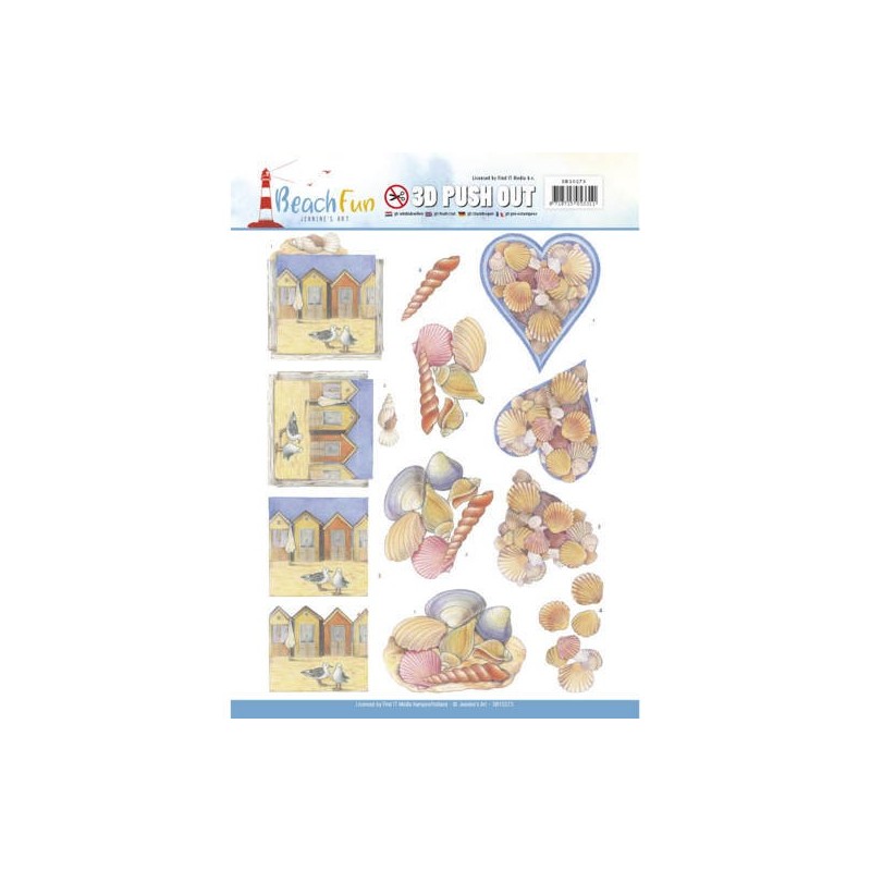 (SB10273)3D Push Out - Jeanine's Art - Beach Fun - Seashells