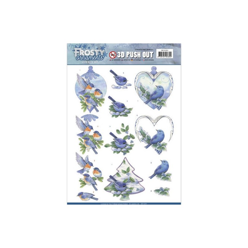 (SB10281)3D Push Out - Jeanine's Art - Frosty Ornaments - Blue Birds