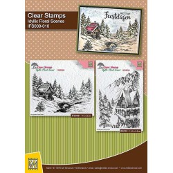 (IFS009)Nellie's Choice Clear Stamp idyllic floral scene Winter scene-1