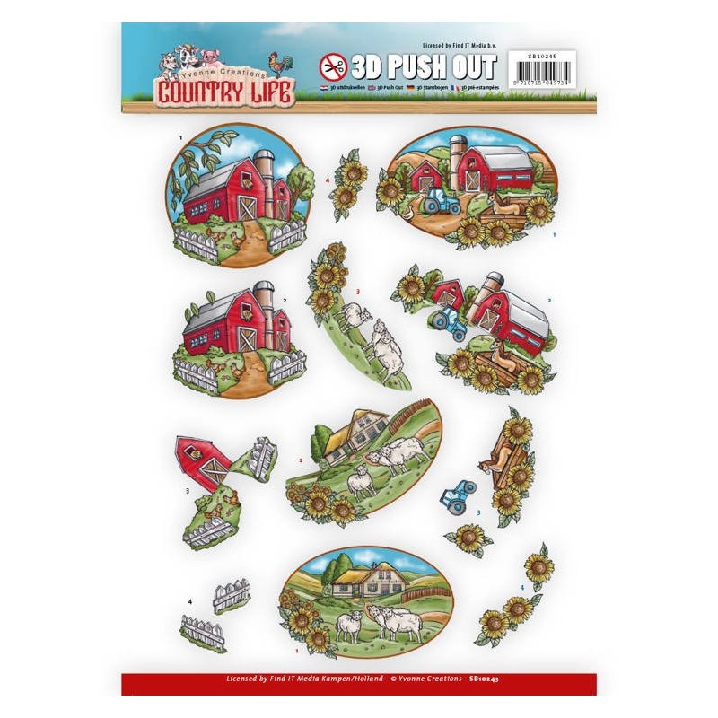 (SB10245)3D Push Out - Yvonne Creations Country Life Farm House