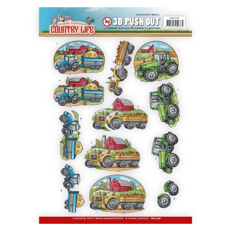 (SB10248)3D Push Out - Yvonne Creations Country Life Tractors