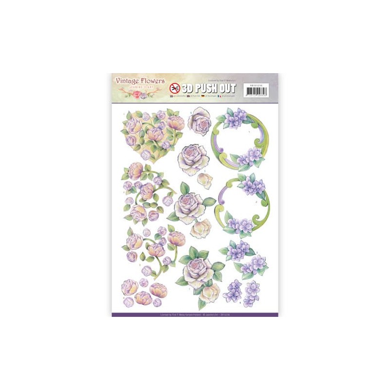 (SB10236)3D Pushout - Jeanine's Art - Vintage Flowers - Romantic Purple