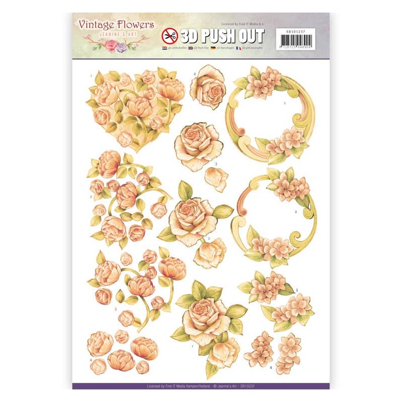 (SB10237)3D Pushout - Jeanine's Art - Vintage Flowers - Romantic Vintage