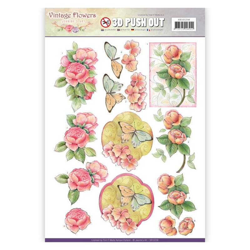 (SB10238)3D Pushout - Jeanine's Art - Vintage Flowers - Sweetheart Vintage