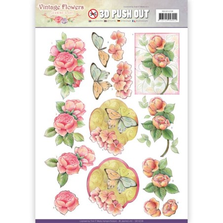 (SB10238)3D Pushout - Jeanine's Art - Vintage Flowers - Sweetheart Vintage