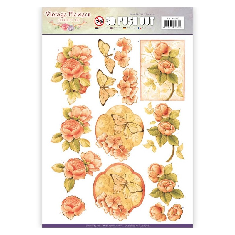 (SB10239)3D Pushout - Jeanine's Art - Vintage Flowers - Sweetheart Vintage