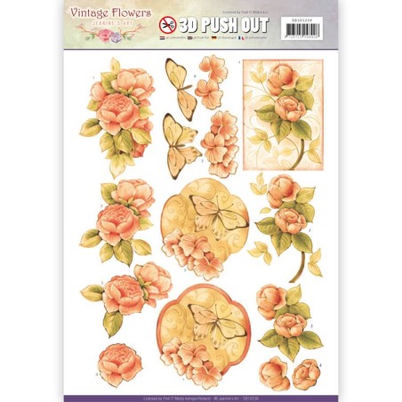 (SB10239)3D Pushout - Jeanine's Art - Vintage Flowers - Sweetheart Vintage