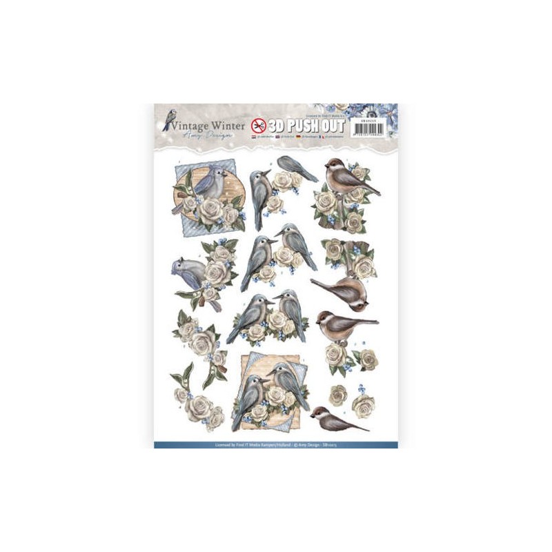 (SB10215)3D Pushout- Amy Design - Vintage Winter - Winter Birds