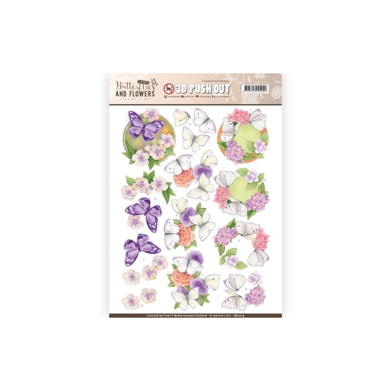 (SB10219)3D Push Out - Jeanine's Art - Classic Butterflies and Flowers - White Butterflies