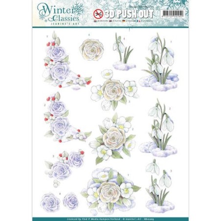 (SB10203)3D Pushout - Jeanine's Art - Winter Classics - Snow flowers