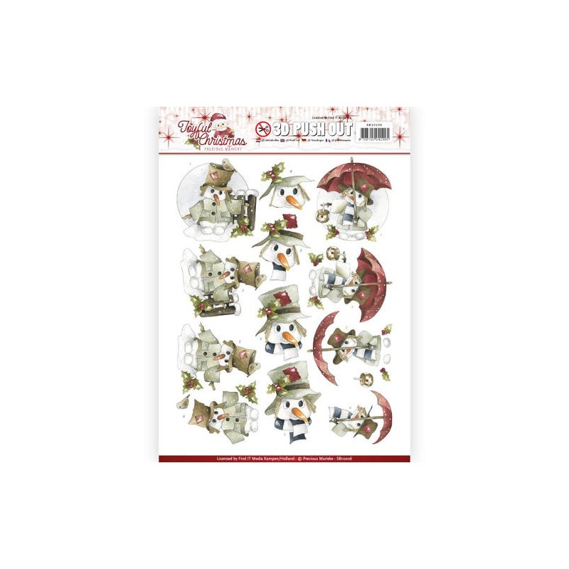 (SB10206)3D Pushout - Precious Marieke - Joyful Christmas - Snowman