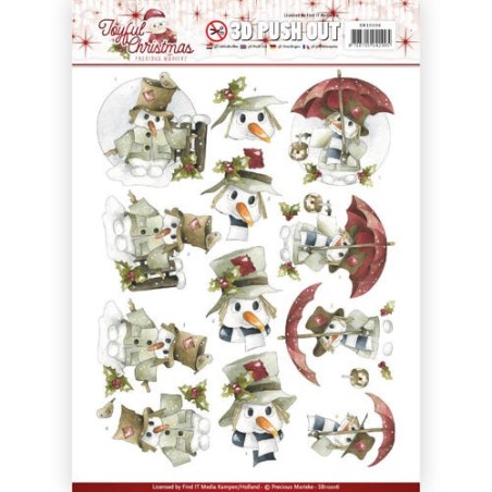 (SB10206)3D Pushout - Precious Marieke - Joyful Christmas - Snowman